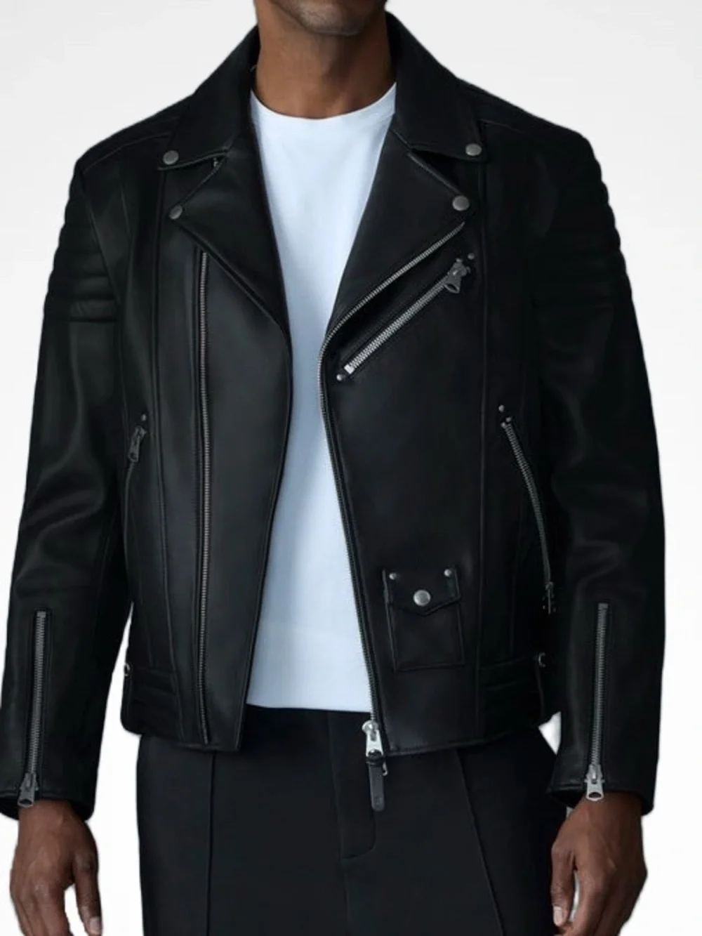 MACKAGE MEN KENNETH BLACK 42 (XL) - BRAND NEW MEN’S LEATHER MOTO JACKET